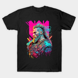 Neon Cyberpunk Viking - V1.09 T-Shirt